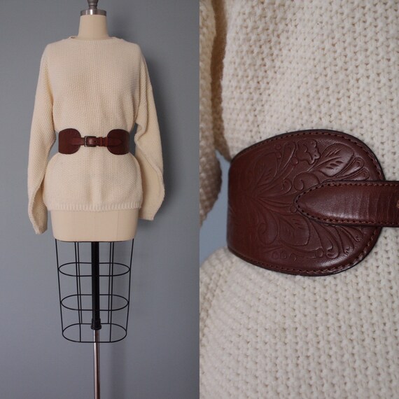 EMBOSSED saddle belt | dark chestnut leather belt