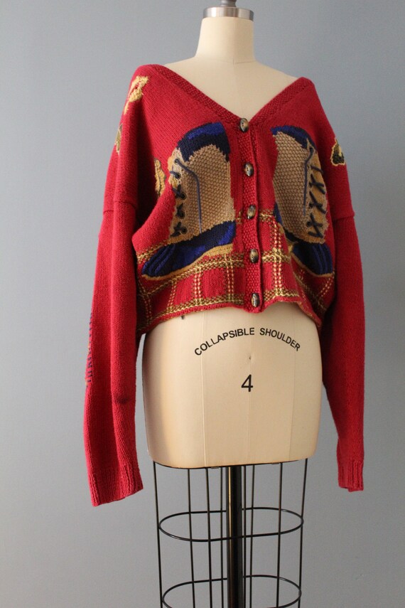 BOOTS leafs cottagecore cardigan | carmine red co… - image 3