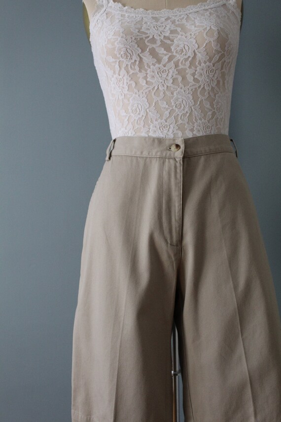 tan beige culotte shorts | straight high waisted … - image 4