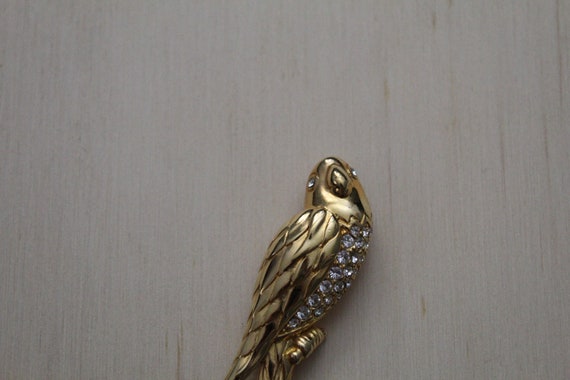 1980s parrot brooch | gold tone brass parrot broo… - image 3