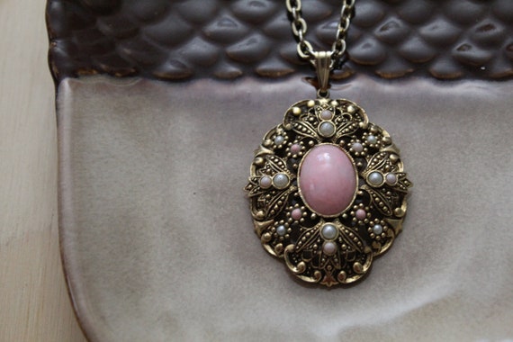 Avon pink cabochon necklace | Victorian Georgian … - image 4