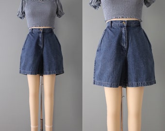 indigo denim shorts | 90s nwt denim high waisted shorts | indigo blue denim shorts