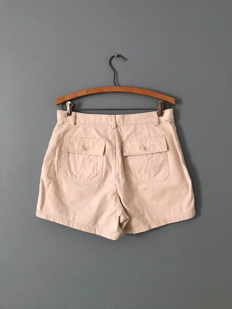 Crew cotton shorts beige gray safari shorts envelope pockets tap shorts 1990s J