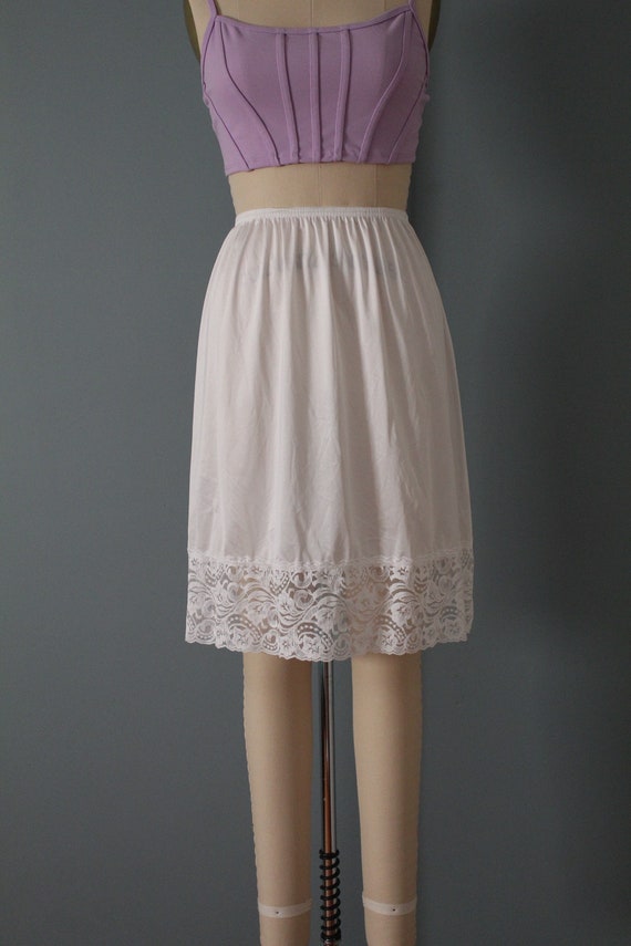 BISQUE white lace slip skirt | 60s 70s slip skirt… - image 4