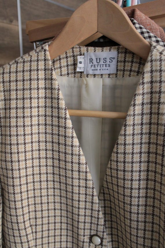 Checkered Wool jacket | Structured Wool blazer | … - image 7