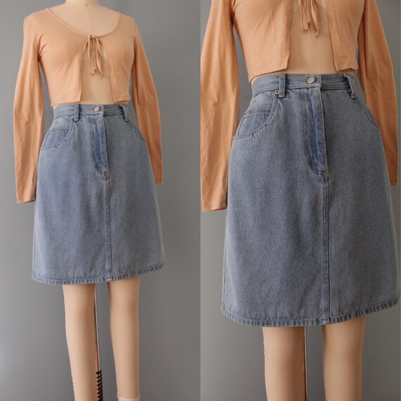 DENIM mini skirt | pale denim mini skirt | 90s Bi… - image 2