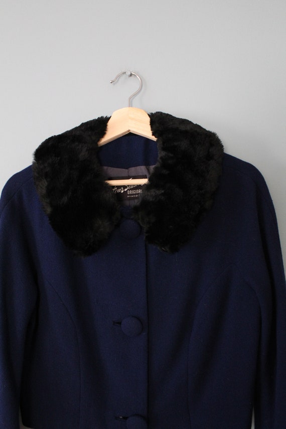 1950s wool and silk jacket | midnight blue retro … - image 6