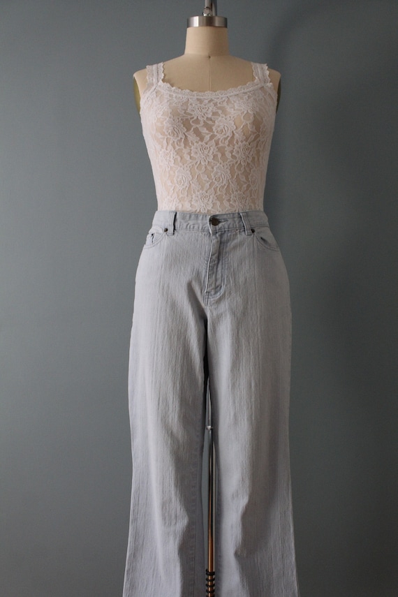 white wash flared jeans | 90s NY Jeans distressed… - image 2