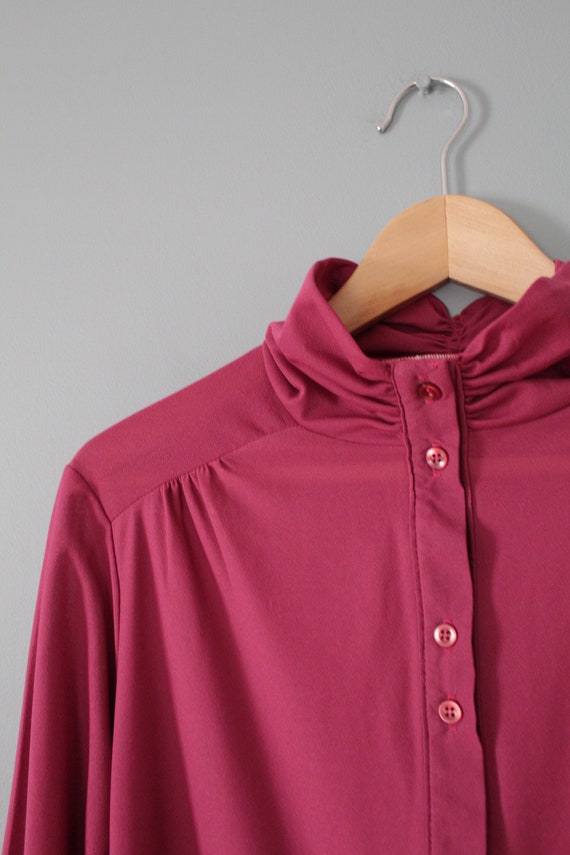 MULBERRY pink blouse | 1970s poet blouse | scrunc… - image 5