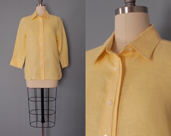 GOLDENROD linen shirt | Irish linen blouse | minimalist linen shirt