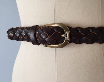 HICKORY braided leather belt | braided GAP cinch belt | bronze buckle saddle belt