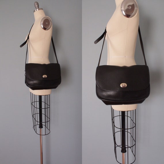 LARGE black leather bag | turn lock leather bag |
