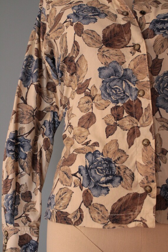 BLUE roses blouse | Western prairie cotton blouse… - image 7