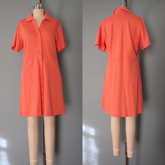 CORAL pink mini dress | Eddie Bauer soft cotton d… - image 10