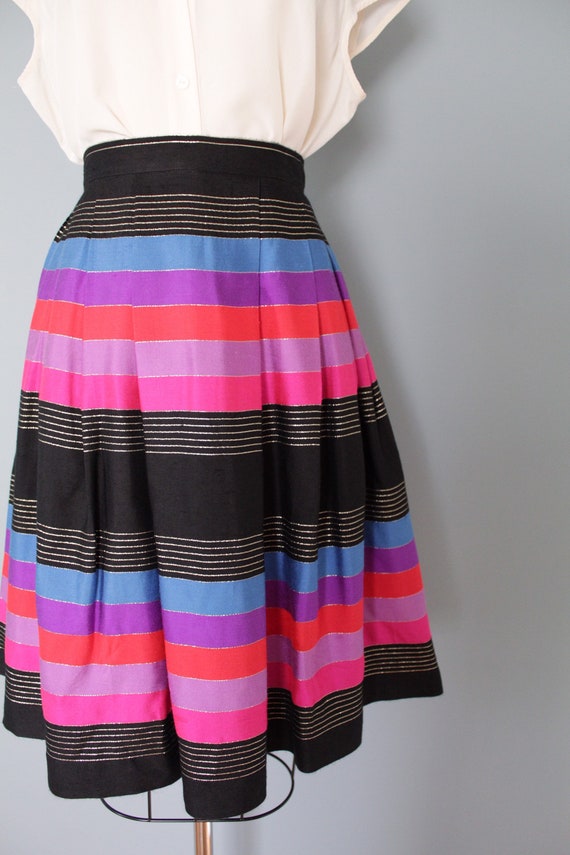 STRIPED silk pleated skirt | 1970s JANE CLODEL sk… - image 5
