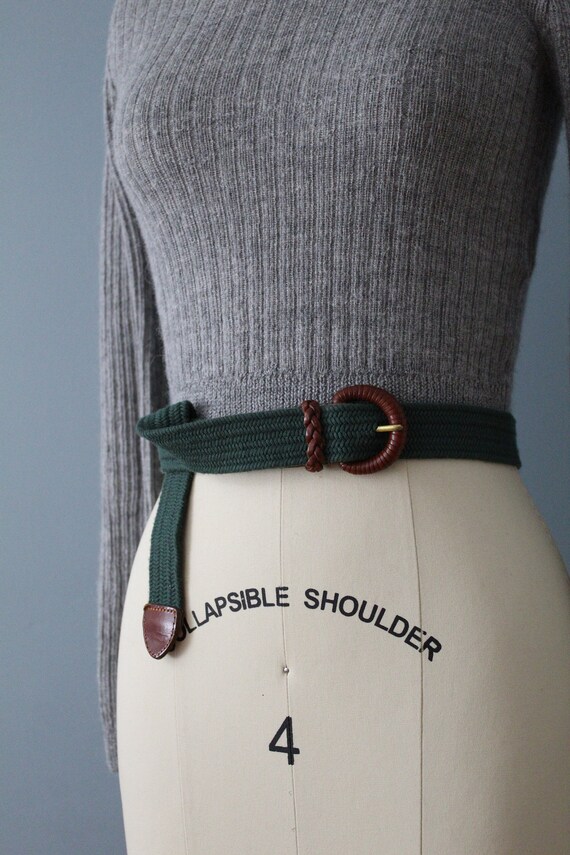 pine green stretchy belt | leather soft belt | vin