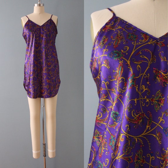 LILAC slip dress | 1990s paisley slip dress | vin… - image 1