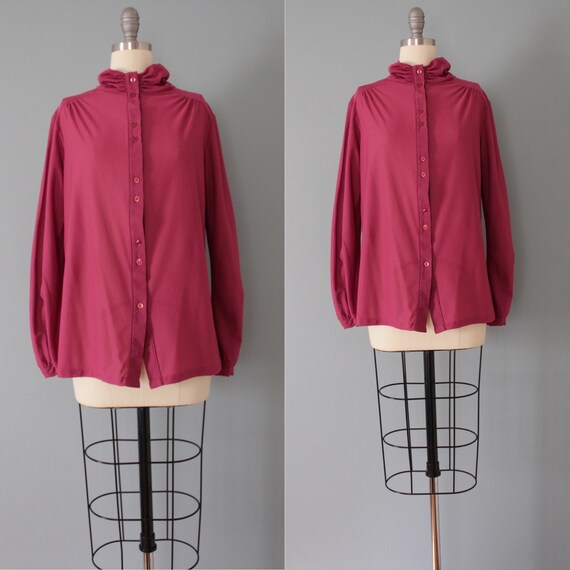 MULBERRY pink blouse | 1970s poet blouse | scrunc… - image 2