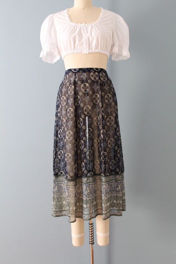 SHEER bohemian gypsy skirt | 90s paisley print sk… - image 2