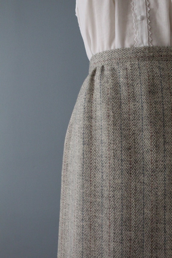 BEIGE herringbone wool skirt | 1970s wool skirt |… - image 4