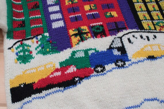Christmas City cars buildings wool sweater View 4