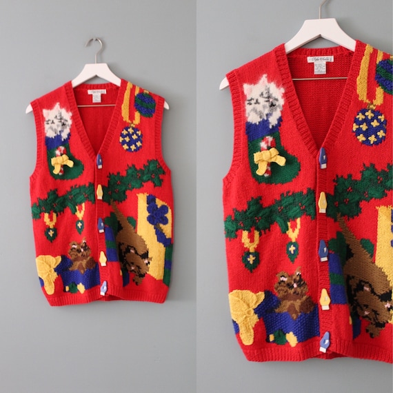 Christmas Kittens intarsia vest | cute kittens ves