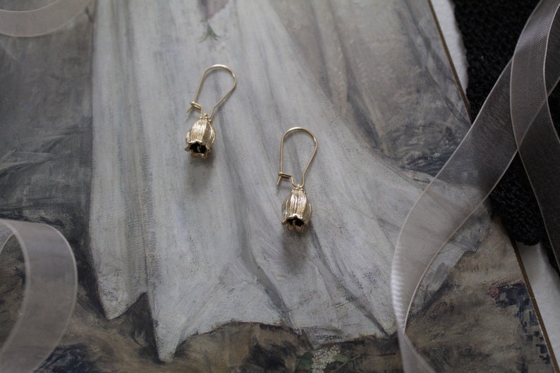 LILY OF THE Valley earrings Victorian Regency Poet earrings botanical woodland whimsical flower earrings image 7