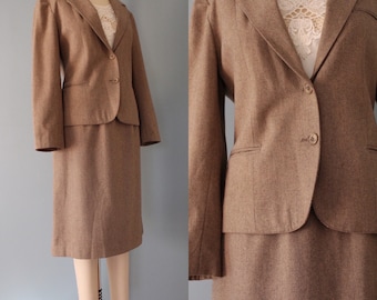 1960s nutmeg brown skirt set