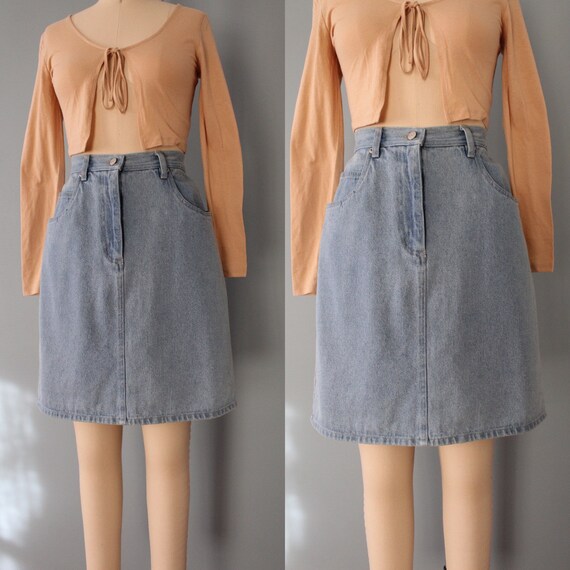 DENIM mini skirt | pale denim mini skirt | 90s Bi… - image 6