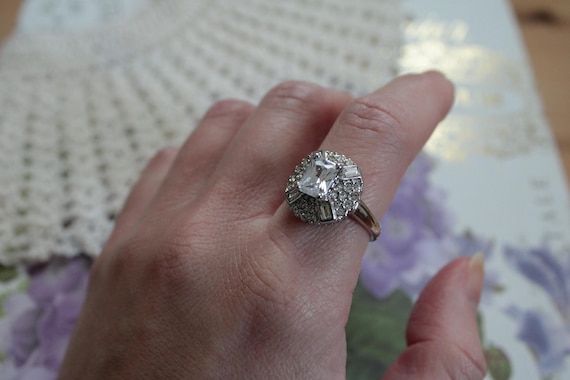 clear crystals cocktail statement ring - image 1