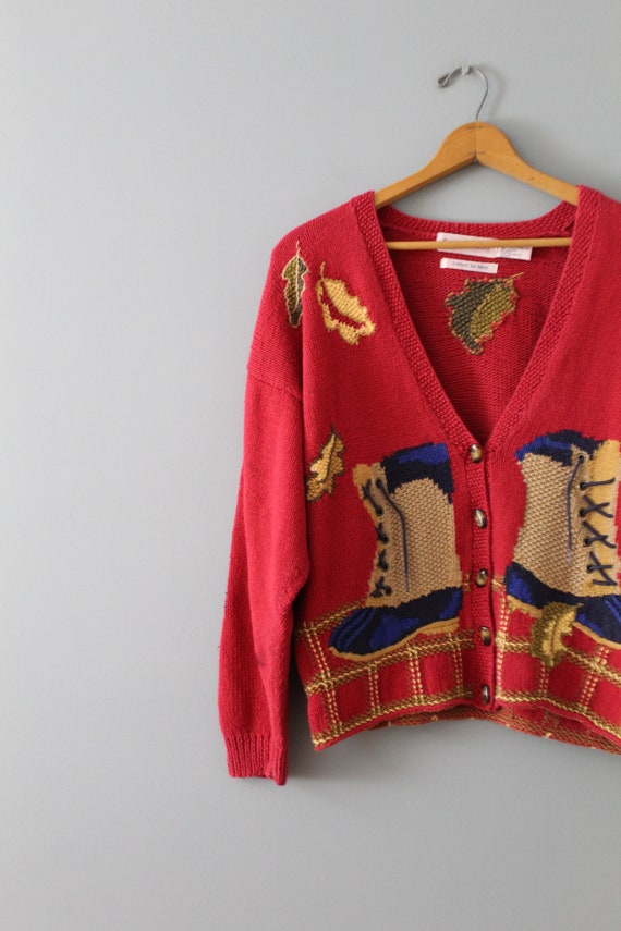 BOOTS leafs cottagecore cardigan | carmine red co… - image 7