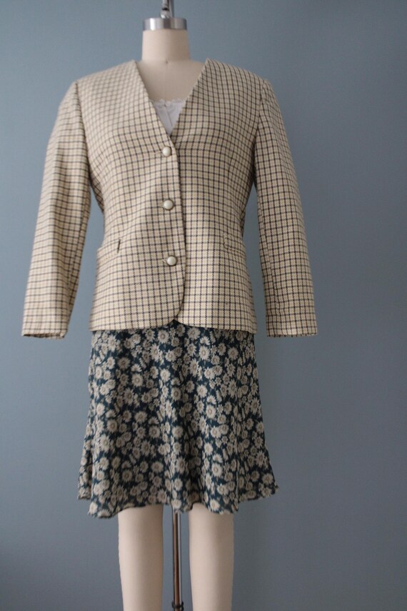 Checkered Wool jacket | Structured Wool blazer | … - image 8