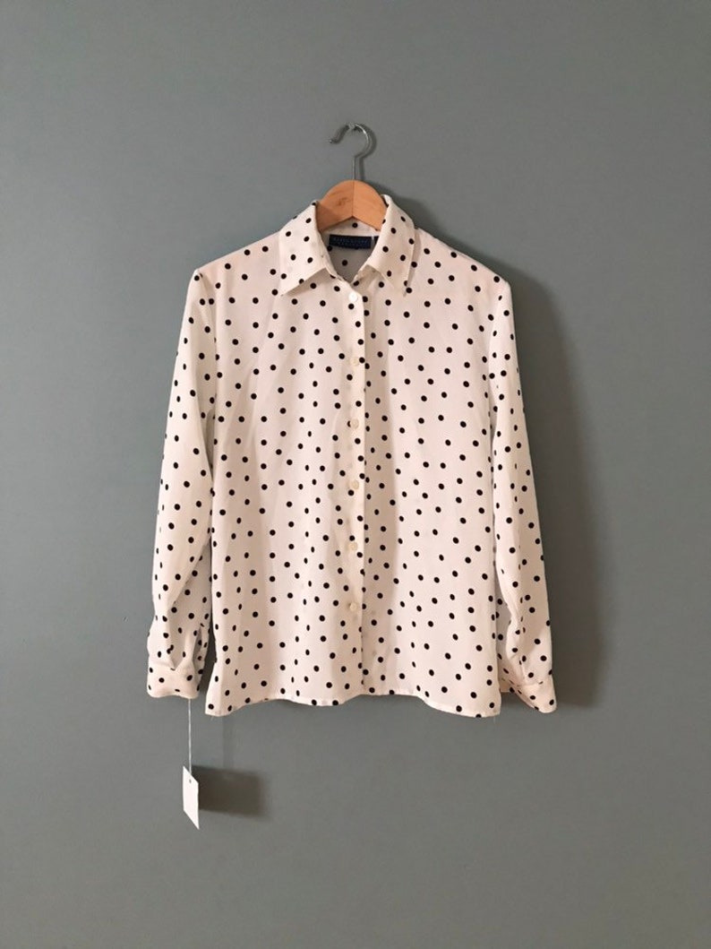 POLKA DOT blouse black and white blouse black polka dot blouse