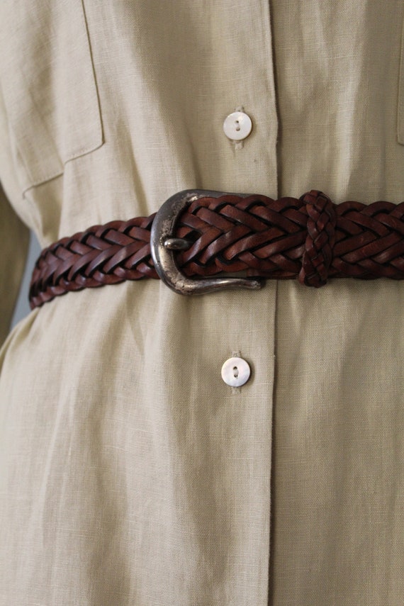 MAHOGANY leather belt | woven leather belt | distr