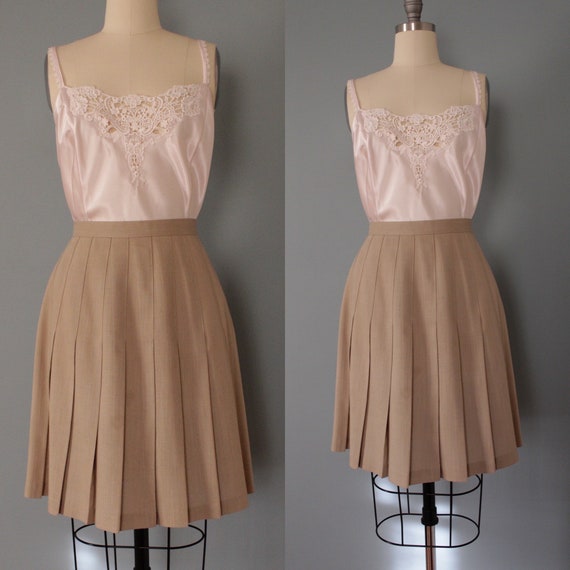 BEIGE pleated skirt | scholastic mini skirt | acco