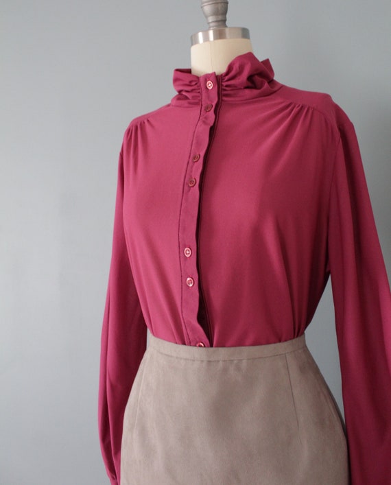 MULBERRY pink blouse | 1970s poet blouse | scrunc… - image 7