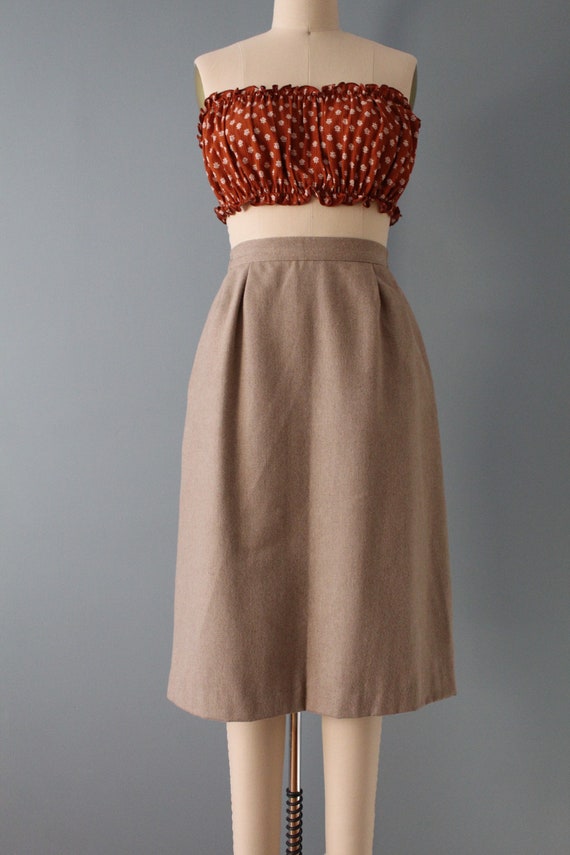 FAWN midi wool skirt | 1970s button back skirt | … - image 3