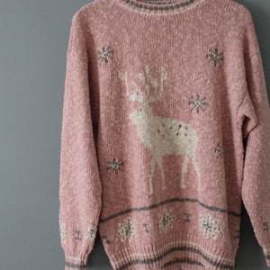 MOOSE intarsia sweater | 1990s LizWear linen and cotton sweater | dusty pink linen oversized sweater