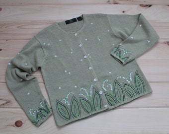 Lily Of The Valley cardigan | sage green embroidered cardigan | Orvis spring cardigan