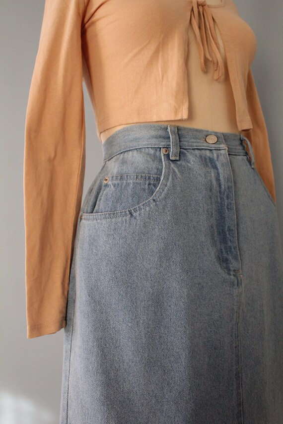 DENIM mini skirt | pale denim mini skirt | 90s Bi… - image 4