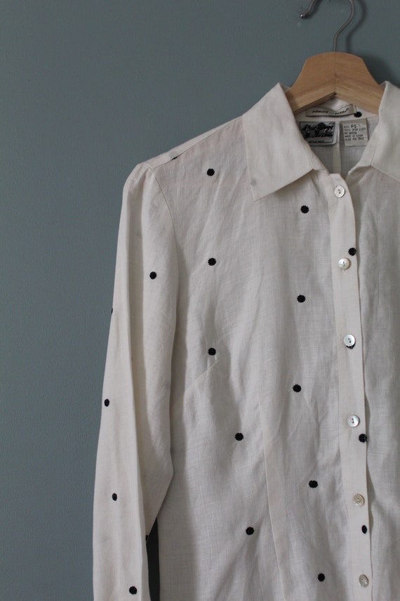 choose one vintage blouses | linen polka dot and … - image 7