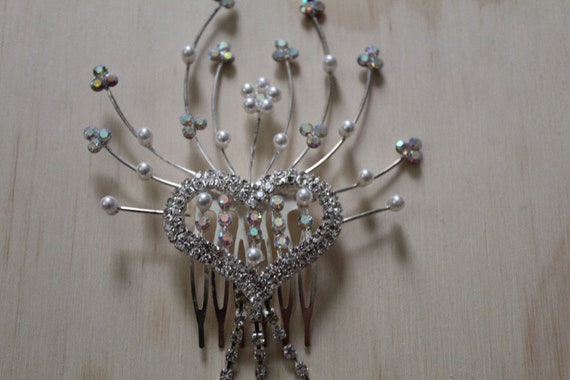 HEART rhinestone hair comb | pastel multicolor rh… - image 3