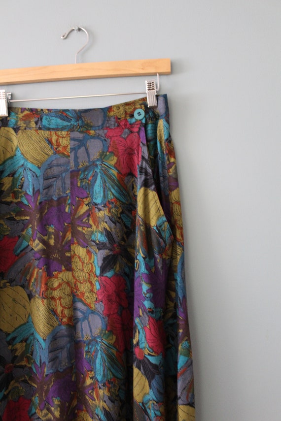 muted botanical maxi skirt | 90s soft flounce ski… - image 7