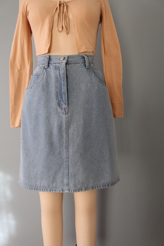 DENIM mini skirt | pale denim mini skirt | 90s Bi… - image 5