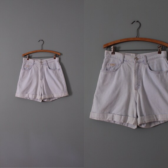 DENIM cuffed shorts | pale blue denim shorts | hig