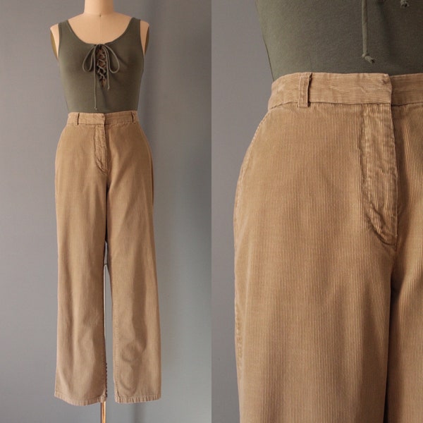 ALMOND beige corduroy pants | Eddie Bauer work pants | straight relaxed higj waisted pants