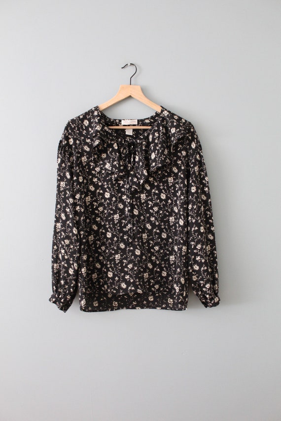 BOTANICAL ruffled collar blouse | whimsical botanical blouse | sailor collar drawstring blouse