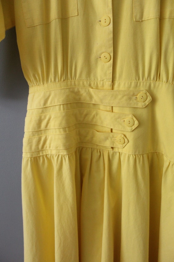 LEMON yellow dress | cummerbund waist shirtdress … - image 9