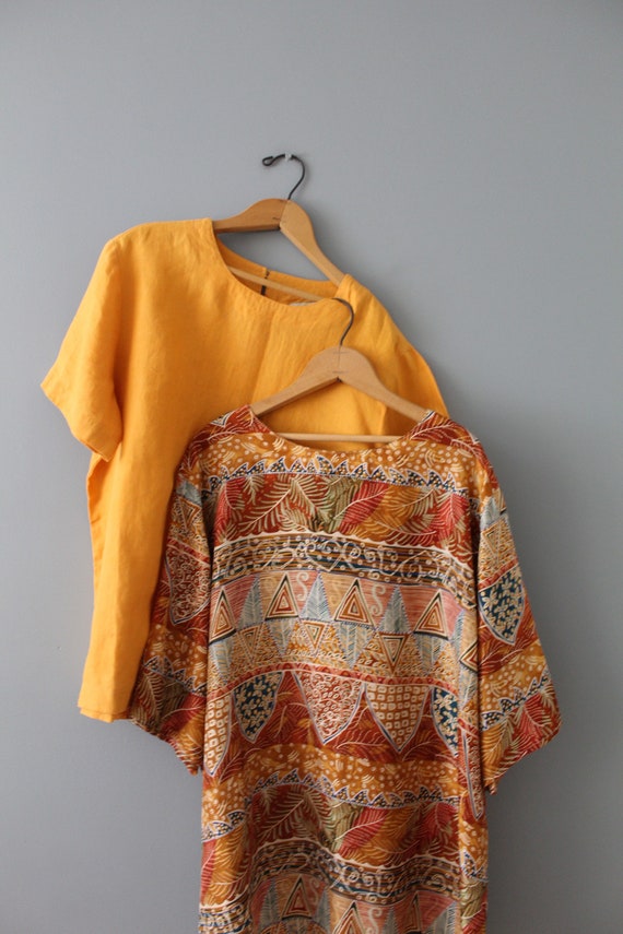 SILK oversized blouses | mustard linen top and ci… - image 8