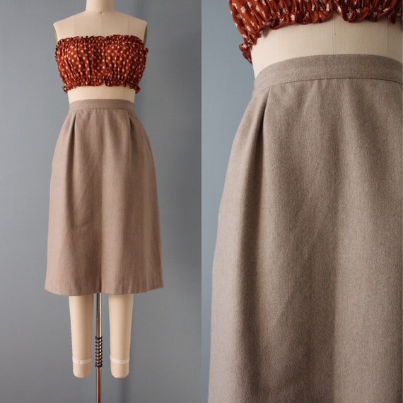 FAWN midi wool skirt | 1970s button back skirt | … - image 1